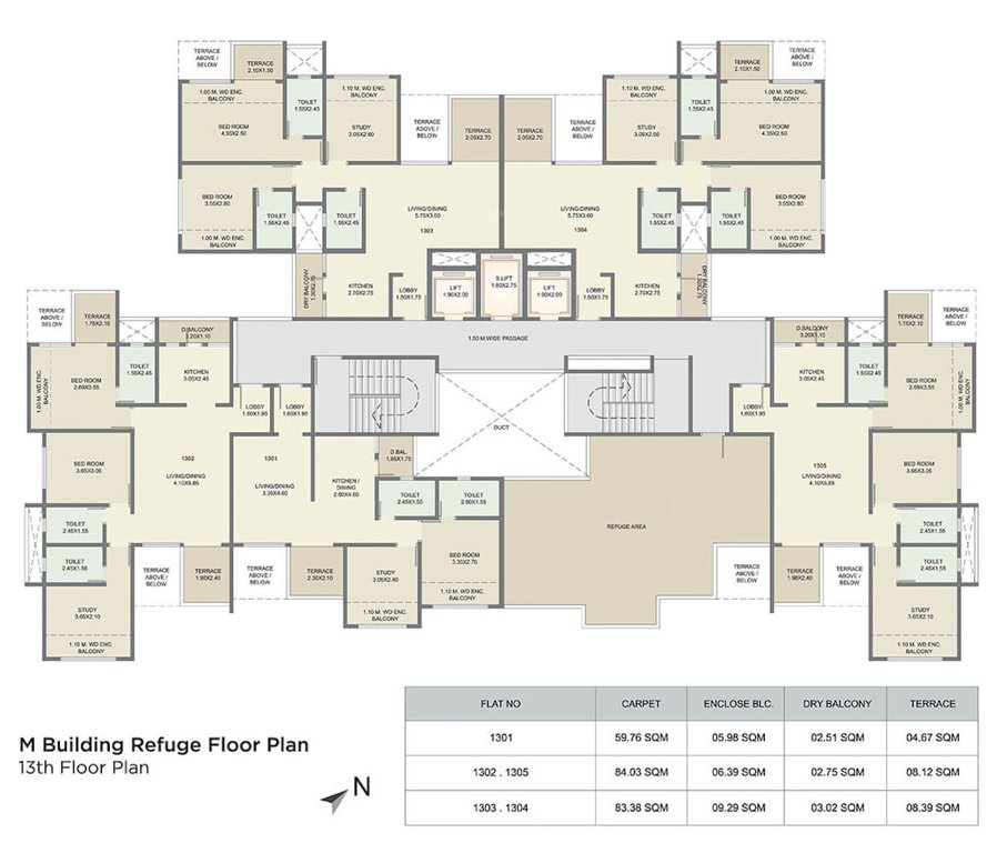  kolte patil three jweles Cluster Plan M Building For 13th Floor