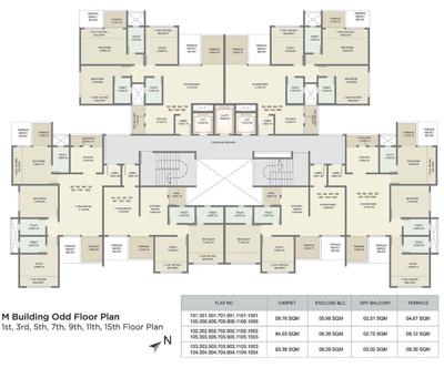  kolte-patil-three-jweles Cluster Plan M Building For 1st, 3rd, 5th, 7th, 9th, 11th, 13th, 15th Floor