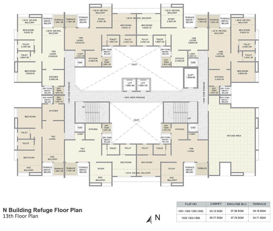  kolte patil three jweles Cluster Plan N Building For 13th Floor