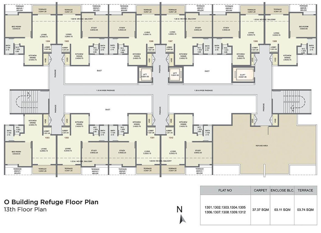  kolte patil three jweles Cluster Plan O Building For 13th Floor