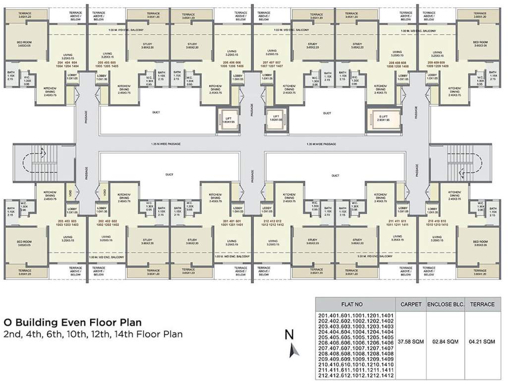  kolte patil three jweles Cluster Plan O Building For 2nd, 4th, 6th, 10th, 12th, 14th Floor