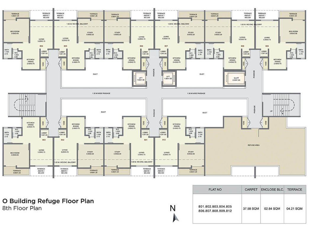  kolte patil three jweles Cluster Plan O Building For 8th Floor