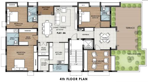  parklane Apartment At Damodaran Street Cluster Plan for 4th Floor