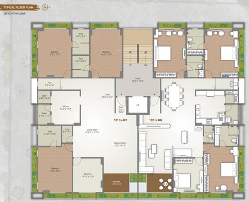  shree-kunj-residency Shree Kunj Residency Cluster Plan for Typical Floor