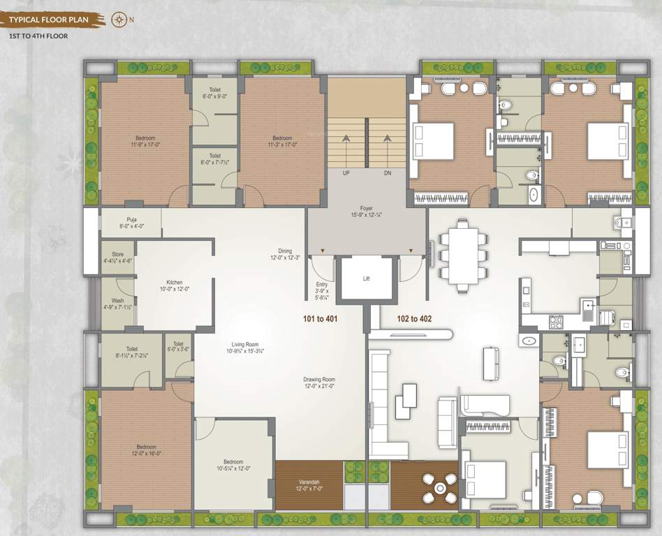  shree kunj residency Shree Kunj Residency Cluster Plan for Typical Floor