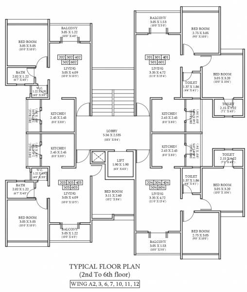  easterlia A2 Cluster Plan for 3rd, 6th, 7th, 10th, 11th and 12th Floor