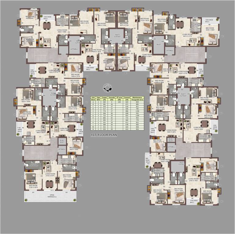  bijay residency BLOCK 1 Cluster Plan for 1st Floor