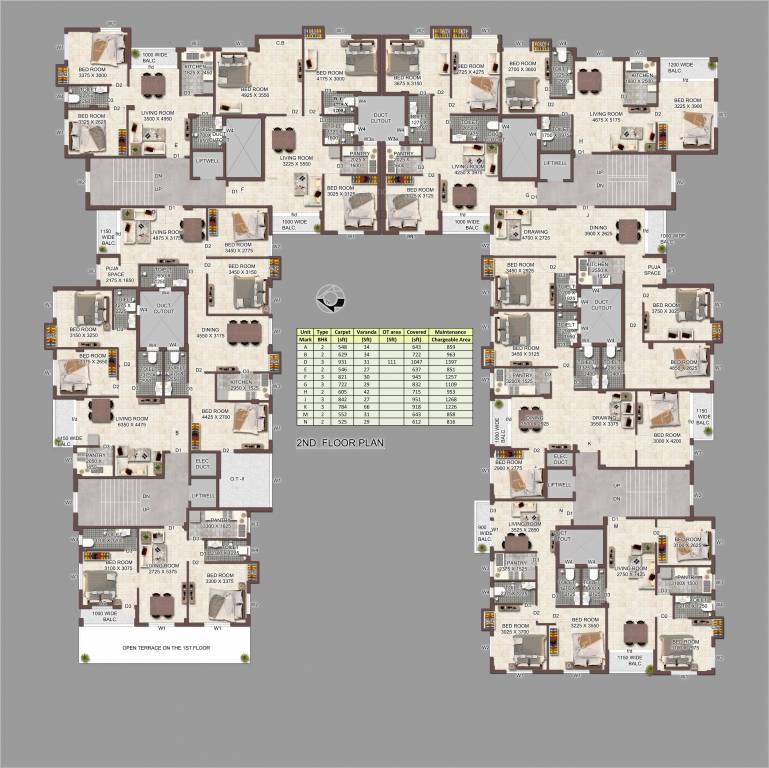  bijay residency BLOCK 1 Cluster Plan for 2nd Floor