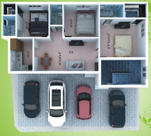  sm-adhvika Block A Ground Floor Cluster Plan
