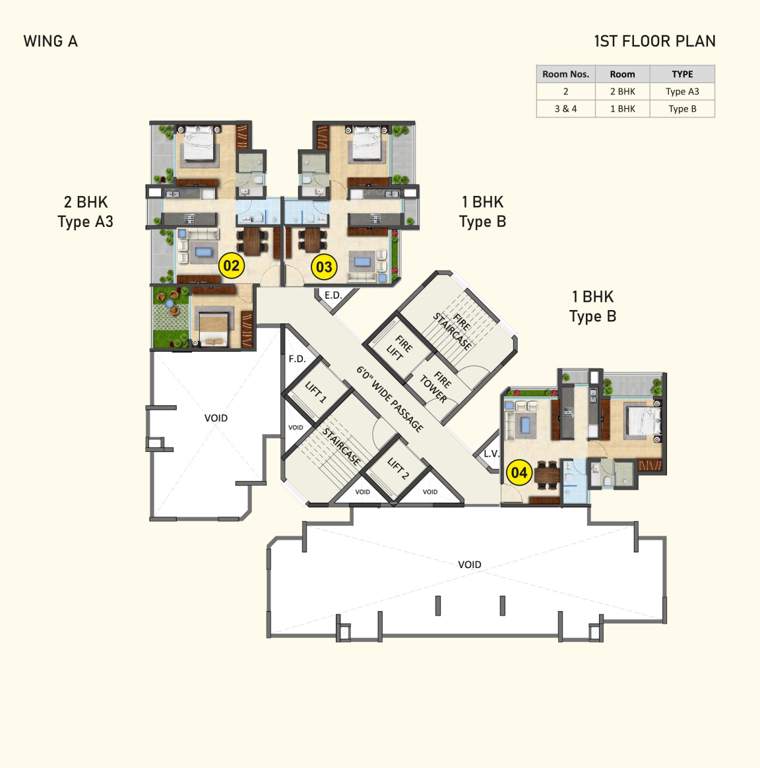  centrum phase iii A wing Cluster Plan for 1st Floor