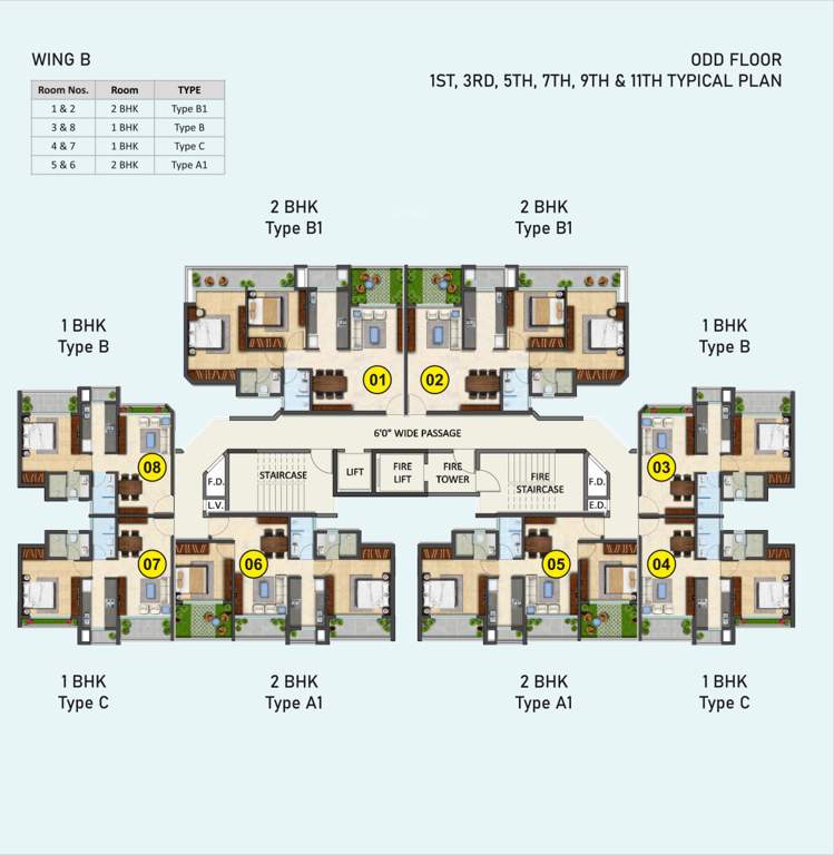  centrum phase iii B Wing Cluster Plan for 1st Floor