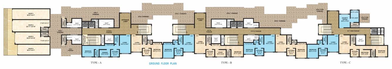  mahavir complex Buiding No 1 Type A B And C Cluster Plan