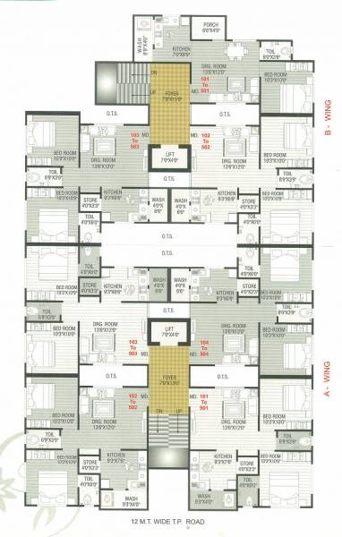  apartment-b Cluster Plan From 1st to 5th Floor