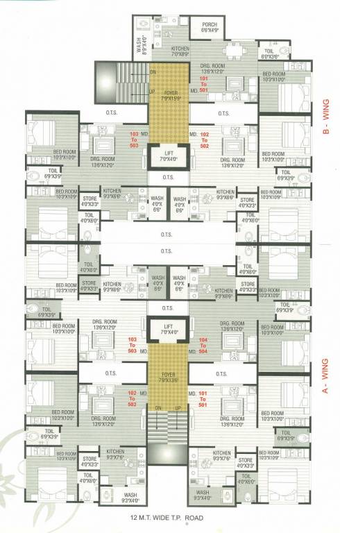  apartment b Cluster Plan From 1st to 5th Floor