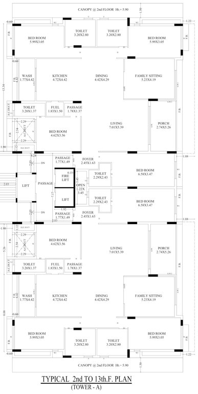 gardens Tower B Cluster Plan from 2nd to 13th Floor