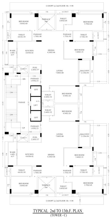 gardens Tower C Cluster Plan from 2nd to 13th Floor