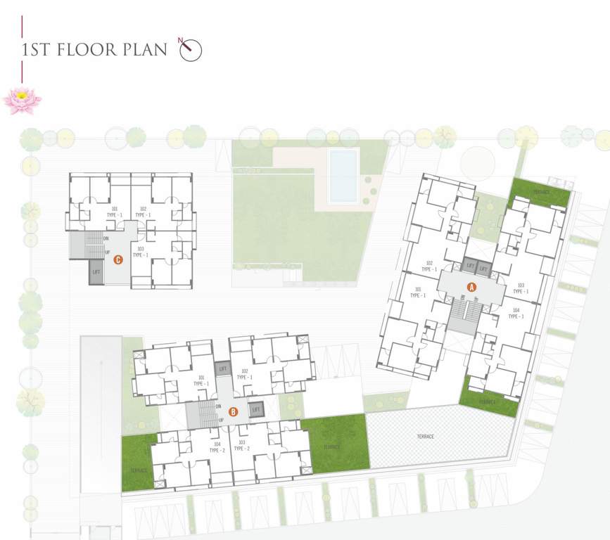  lotus heights Block A, B, C Cluster Plan For 1st Floor