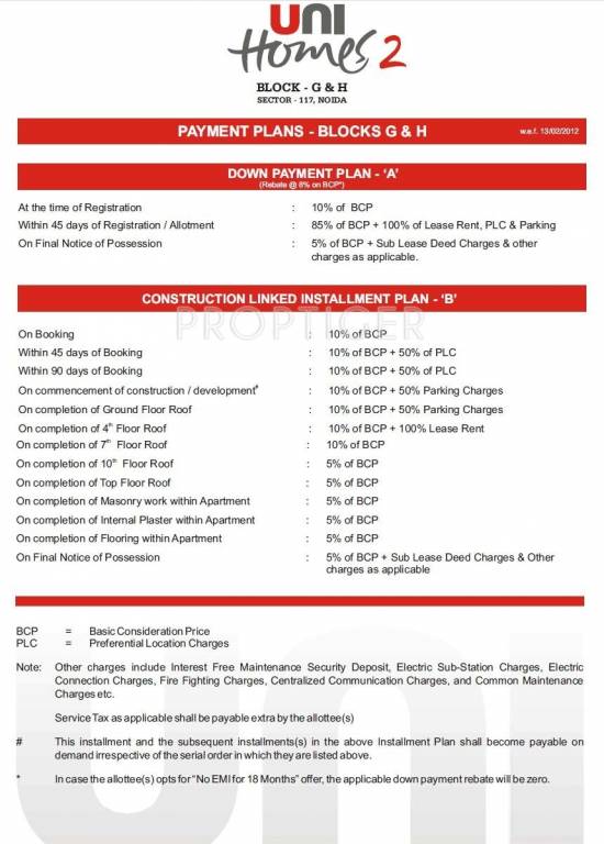 Images for Payment Plan of Unitech Unihomes 2 Payment Plan