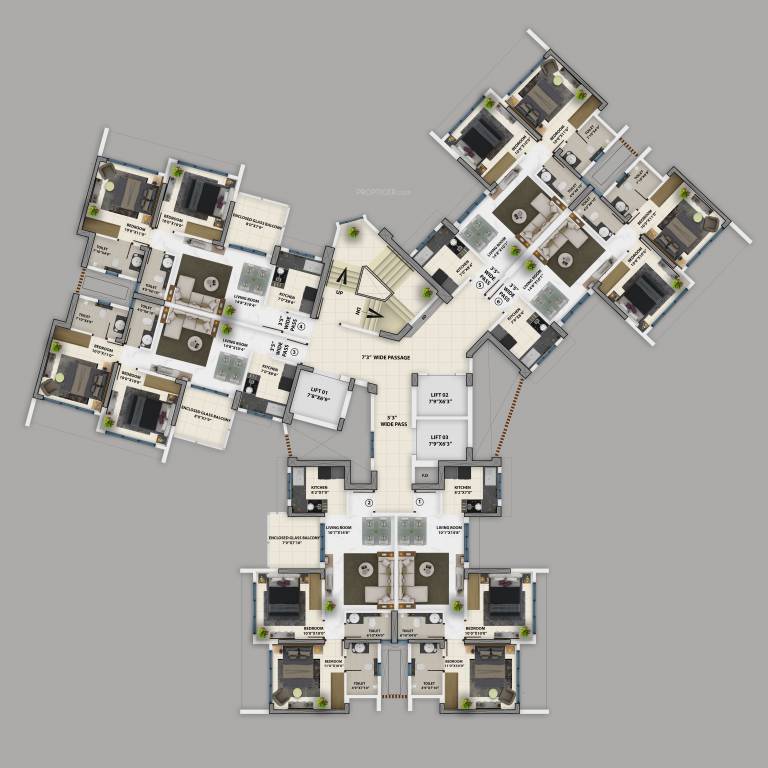  purva clermont Tower D Cluster Plan for 4th Floor