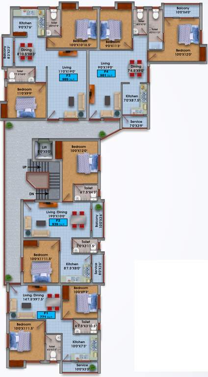  bajanai koil street flat Block A Cluster Plan For 1st Floor