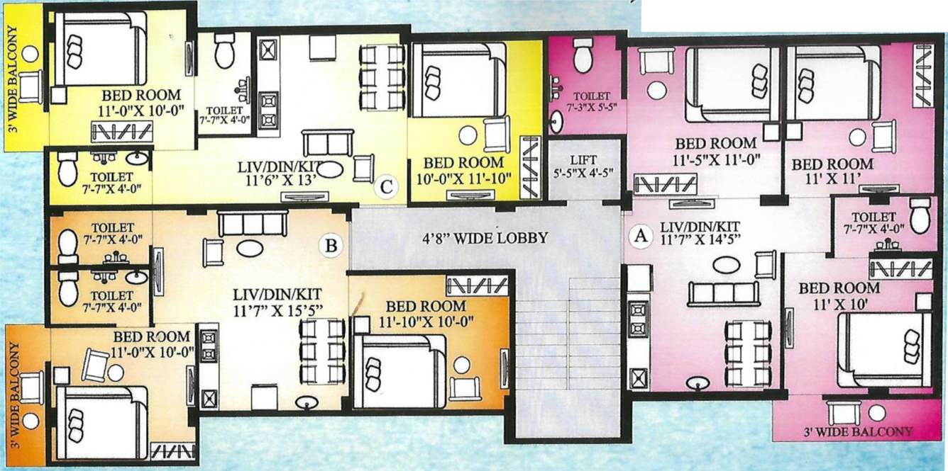  n s tower N S Towe Cluster Plan from 1st to 4th Floor