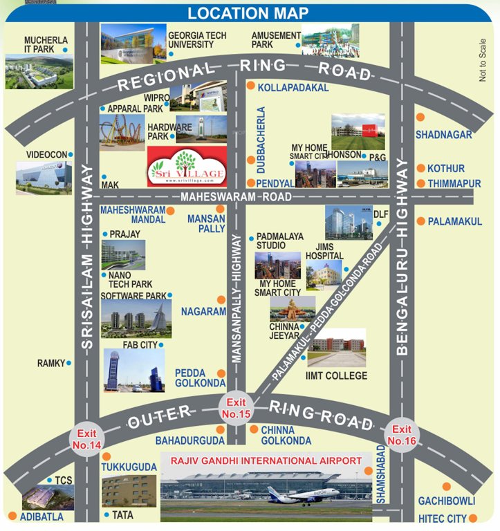 sri village villa plots kollur Location Plan