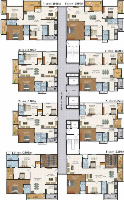  lakecity east Tower 2 Cluster Plan For Typical Floor