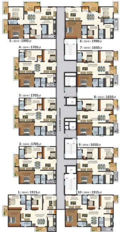  lakecity east Tower 5 Cluster Plan For Typical Floor