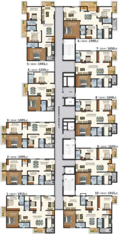  lakecity east Tower 6 Cluster Plan For Typical Floor