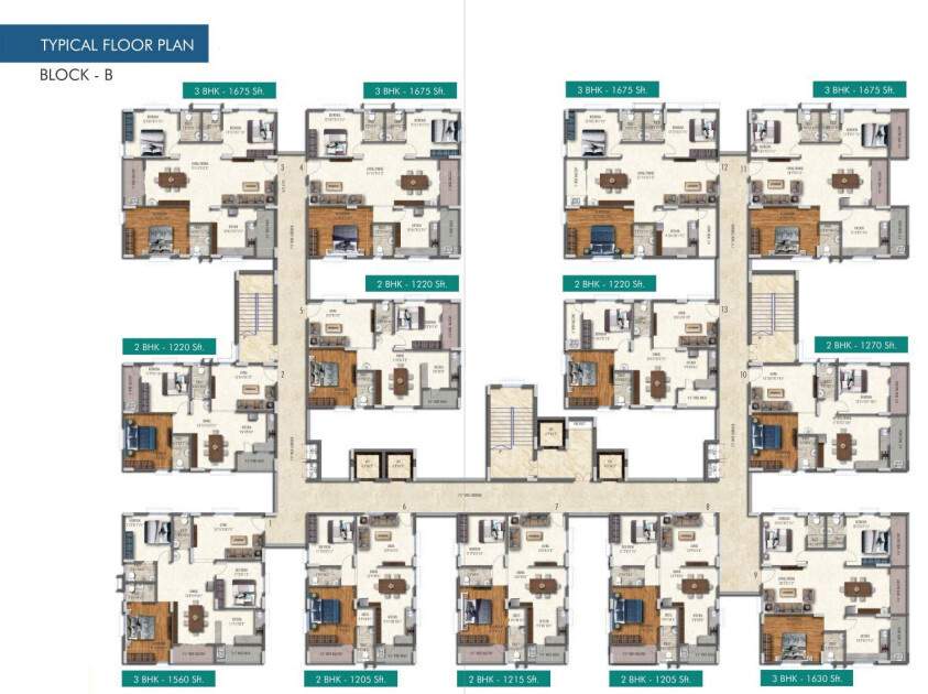  praveens higheria BLOCK B Cluster Plan For Typical Floor Plan