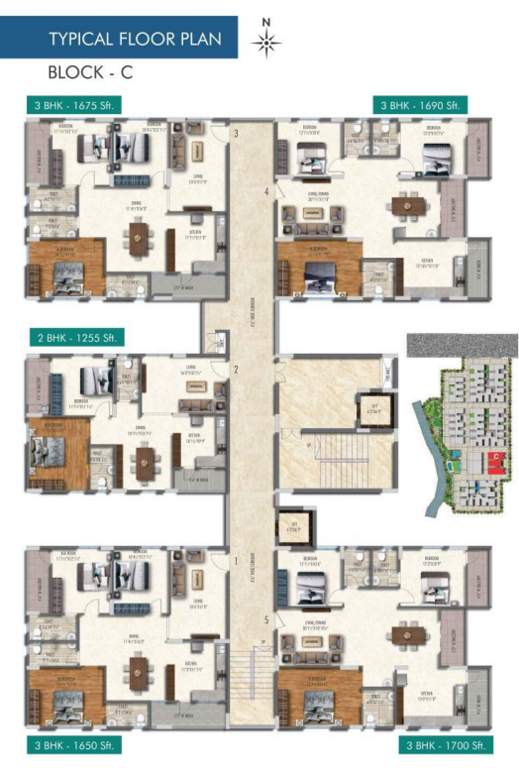  praveens higheria BLOCK C Cluster Plan For Typical Floor Plan