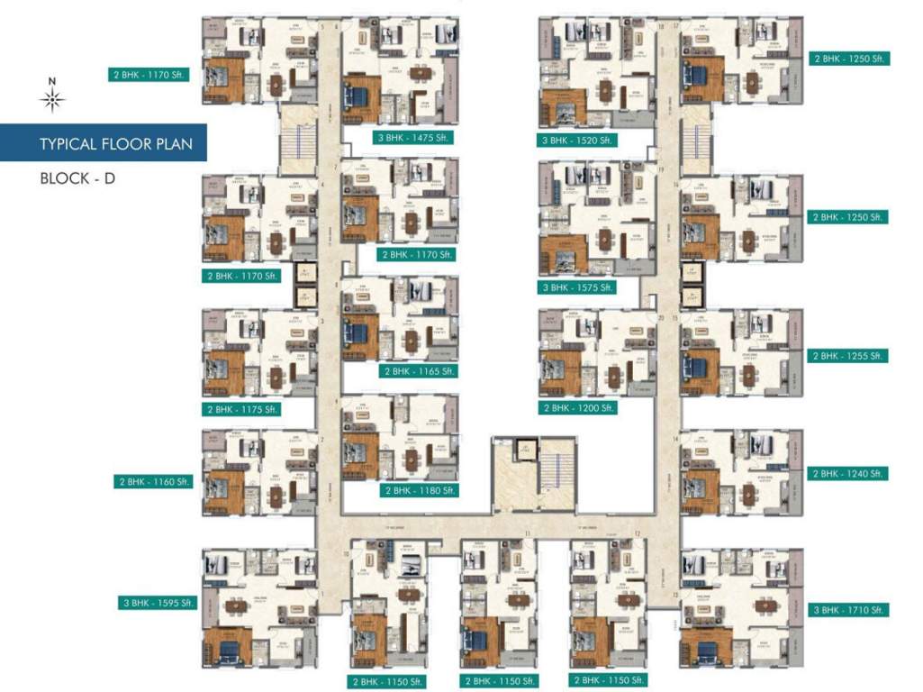  praveens higheria BLOCK D Cluster Plan For Typical Floor Plan