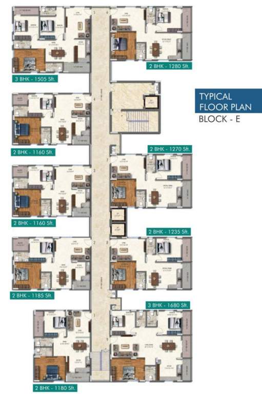  praveens higheria BLOCK E Cluster Plan For Typical Floor Plan