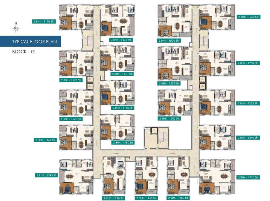  praveens higheria BLOCK G Cluster Plan For Typical Floor Plan