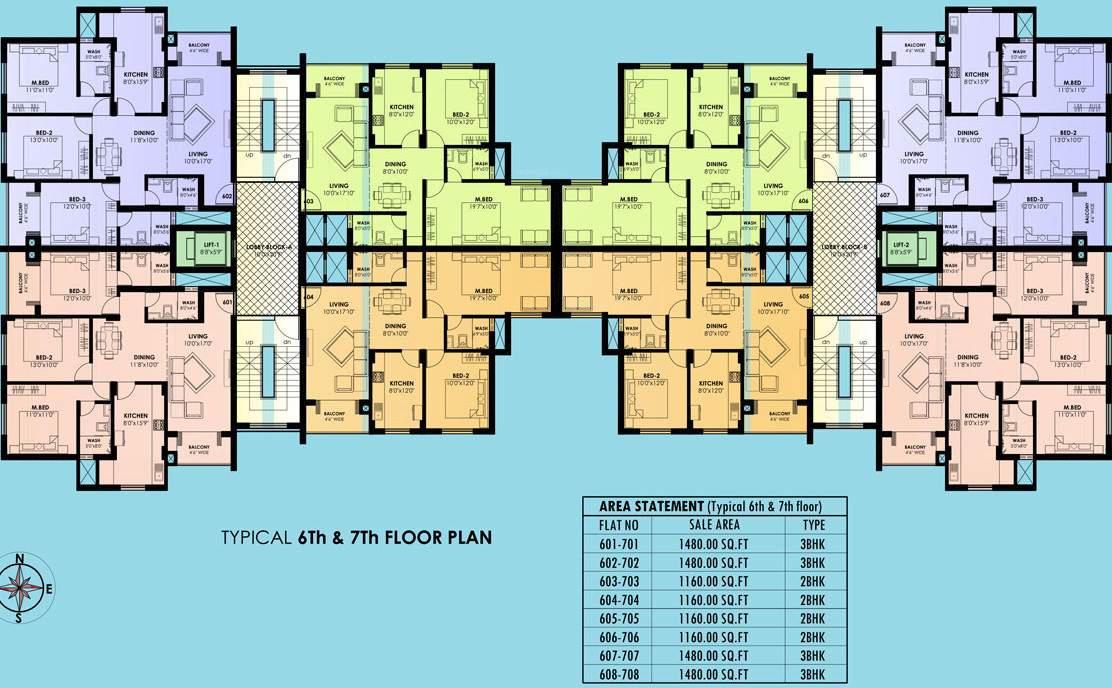  riverfront A  And B Cluster Plan from 6th to 7th Floor