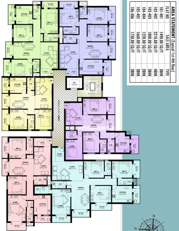  trevino Shalimar Trevino Cluster Plan from 1st to 4th Floor