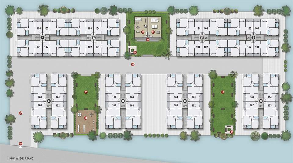  shantiniketan solitare Block A, B, C, D, E, F, G & H Cluster Plan for typical  Floor