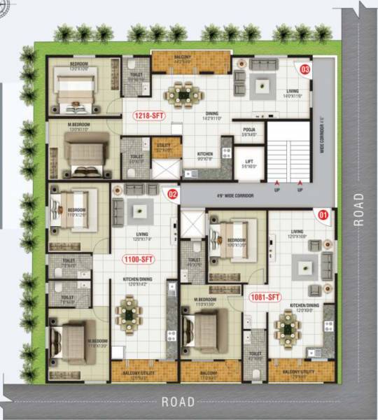  lake-front Lake Front Cluster Plan From 1st To 3rd Floor