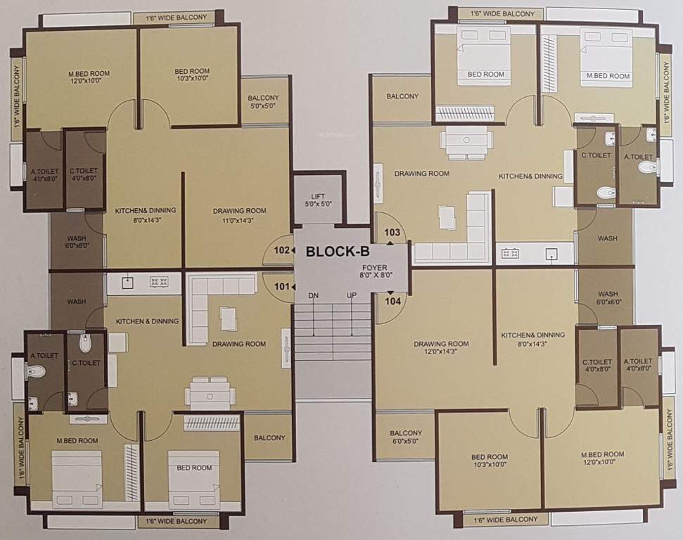  river greens B Cluster Plan from 1st to 5th Floor