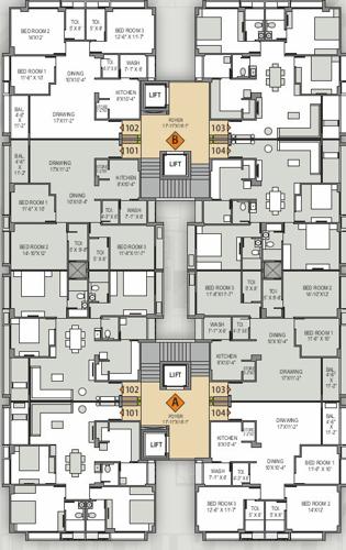  shreedhar-bhakti Tower A+B Cluster Plan From 1st To 7th Floor