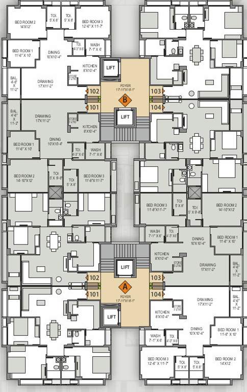  shreedhar bhakti Tower A+B Cluster Plan From 1st To 7th Floor