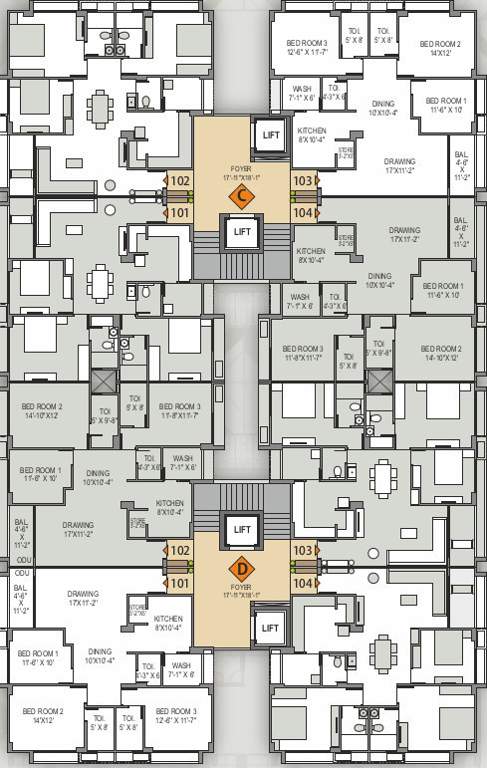  shreedhar bhakti Tower C+D Cluster Plan From 1st To 7th Floor