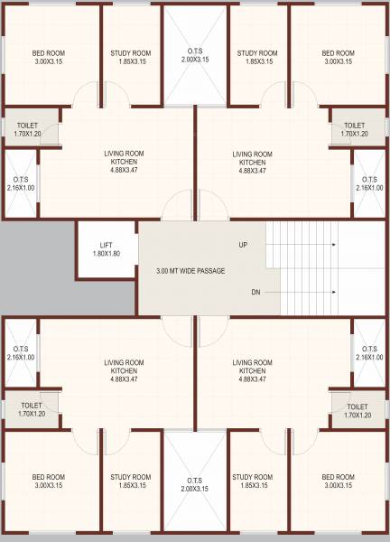 Cluster Plan from 1st to 5th Floor skyline Cluster Plan from 1st to 5th Floor