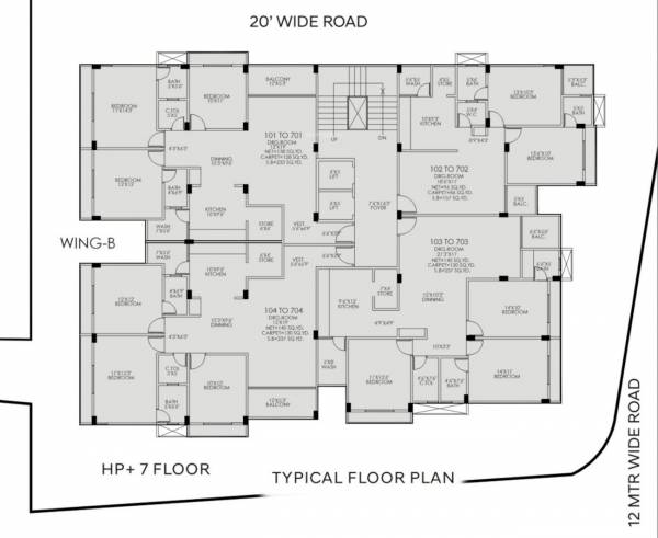  suryakamal-residency Wing B Typical Cluster Plan