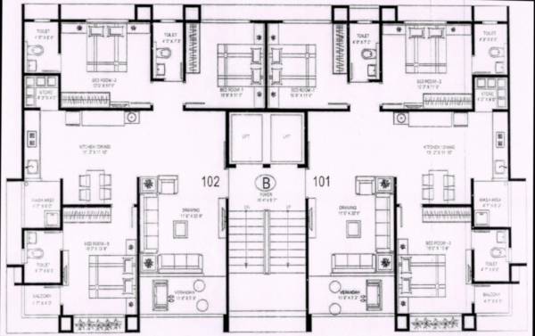  vraj-skyline B Cluster Plan from 1st to 7th Floor