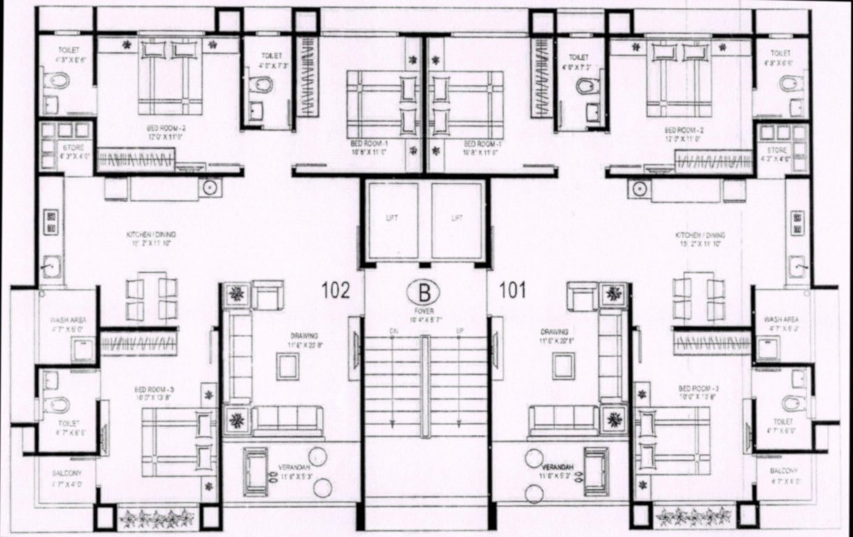  vraj skyline B Cluster Plan from 1st to 7th Floor