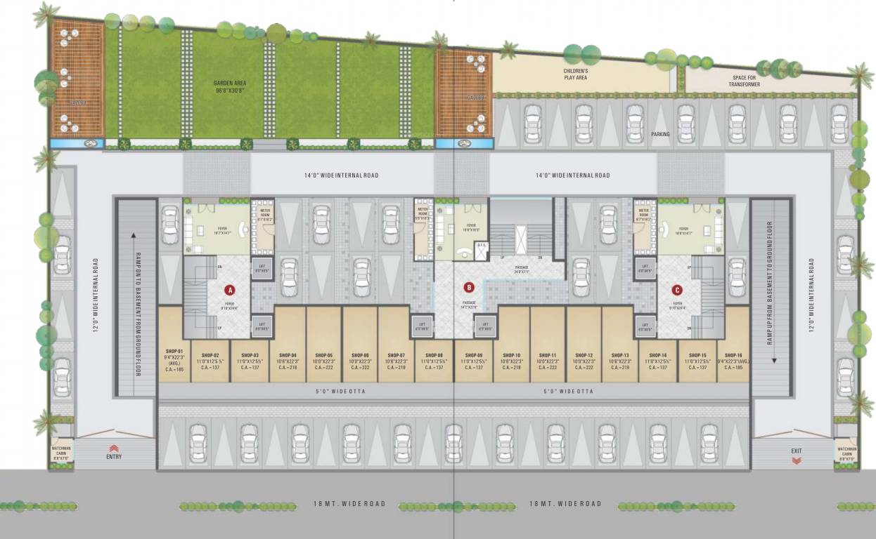  heaven A, B And C  Cluster Plan for ground Floor