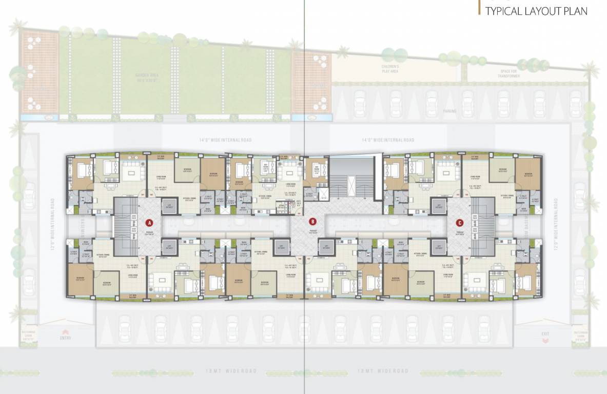  heaven A, B And C Typical Cluster Plan from 1st to 14th Floor