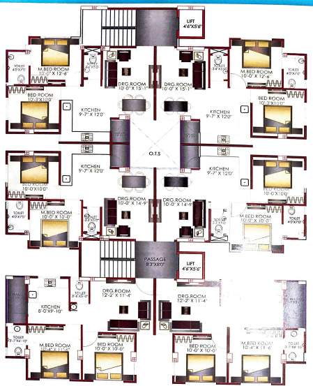  gajanan residency Typical Floor Cluster Plan