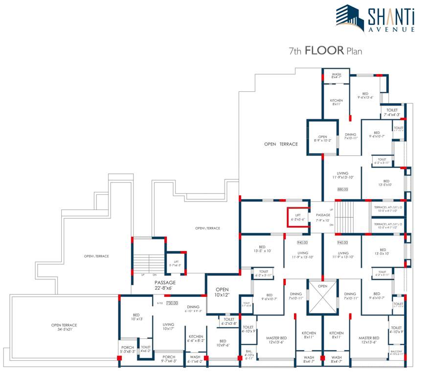  avenue Shanti Avenue Cluster Plan for 7th Floor
